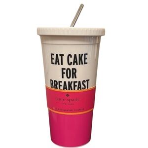 KATE SPADE Vacuum Tumbler 16oz Insulated Eat Cake for Breakfast BPA-free Plastic